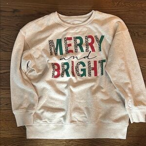 Holiday Time Merry and Bright Sweatshirt - Cream, Red, Green